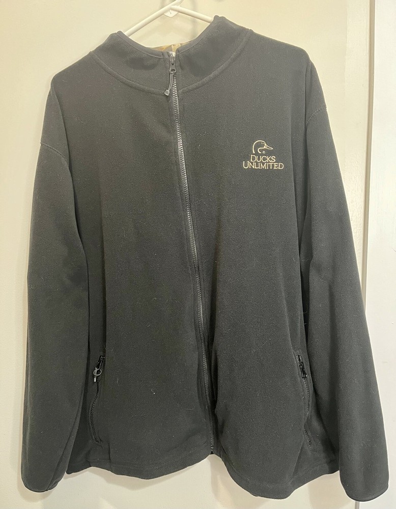 DUCKS UNLIMITED Fleece Jacket Men's Extra Large XL Black  full zip