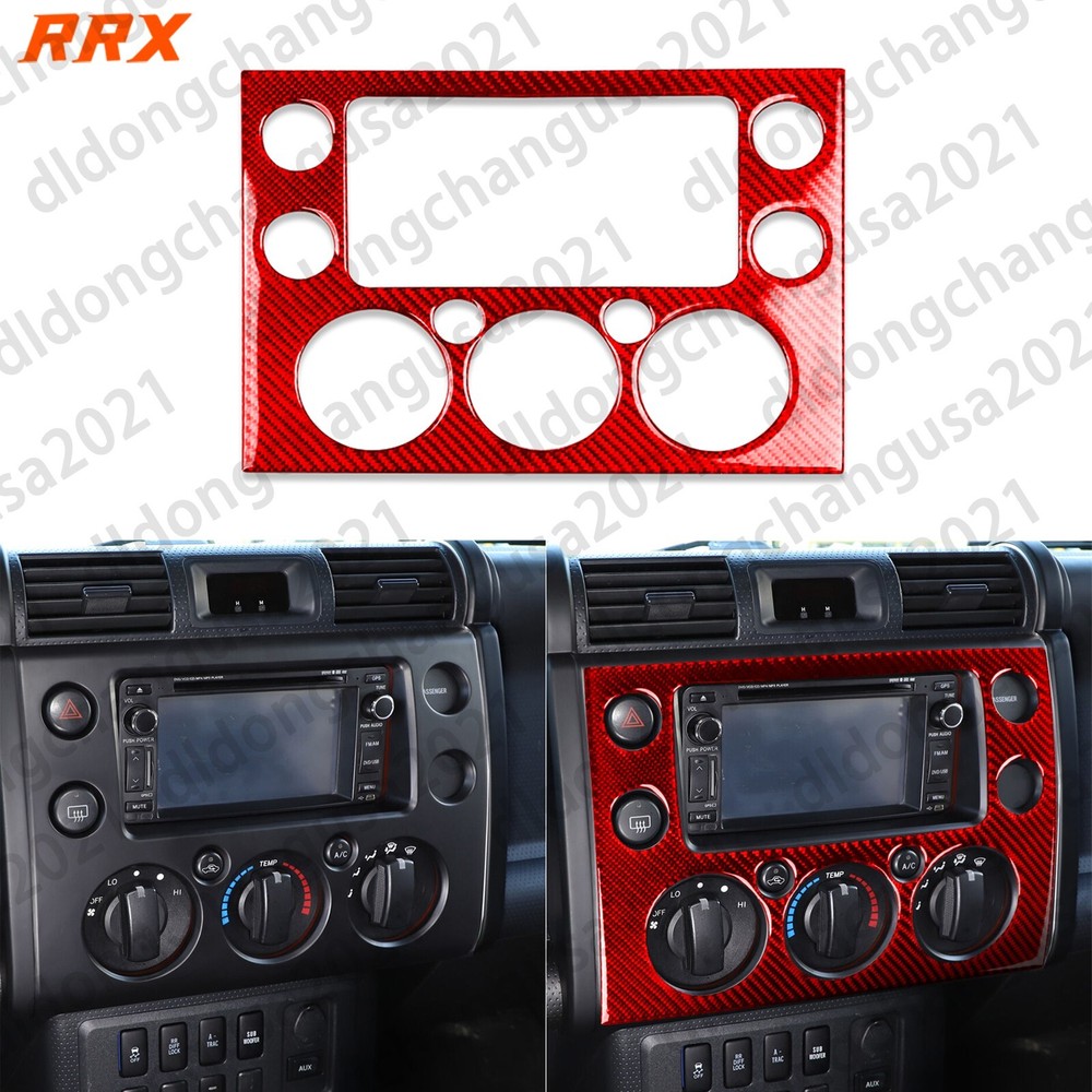 Red Carbon Fiber Console AC Climate Panel Cover Trim For Toyota FJ Cruiser 07-21
