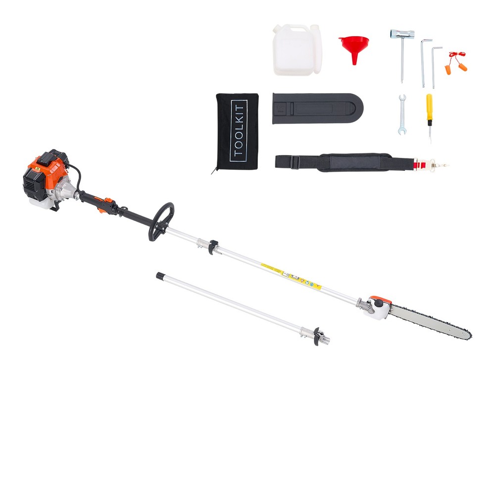 Gas Pole Saw 52CC 2-Stroke Extendable Cordless Tree Trimmer 14in Cutting Bar