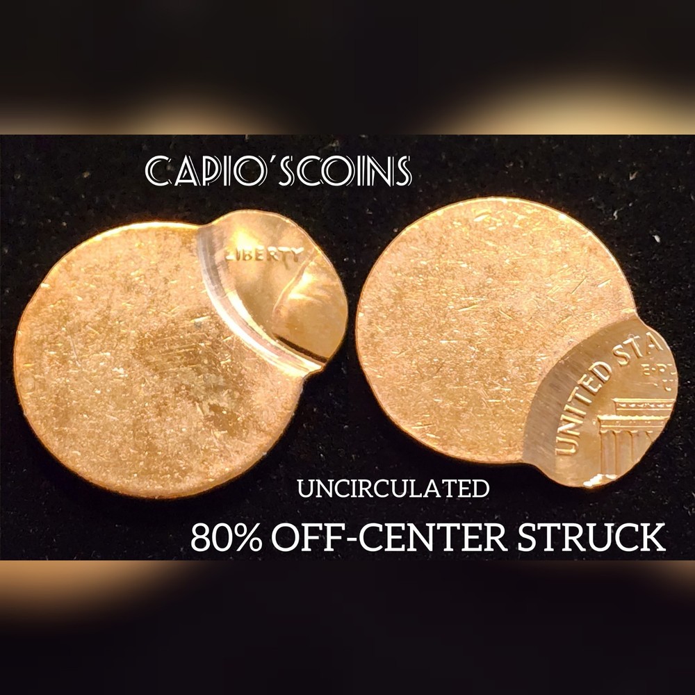 1959-1982 Lincoln Memorial Cent 80% Off-Center Strike Error UNC