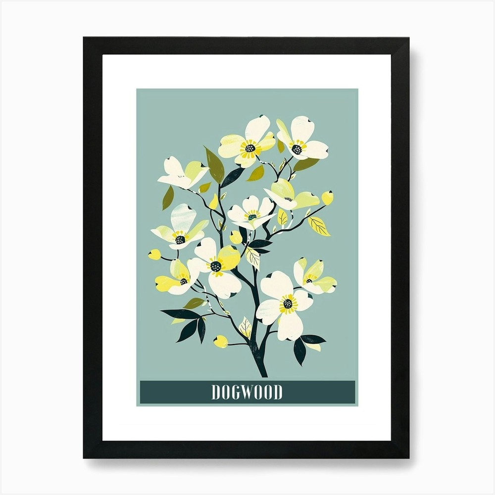 Dogwood Tree Flat Illustration 6 Po Framed Wall Art Poster Canvas Print Picture