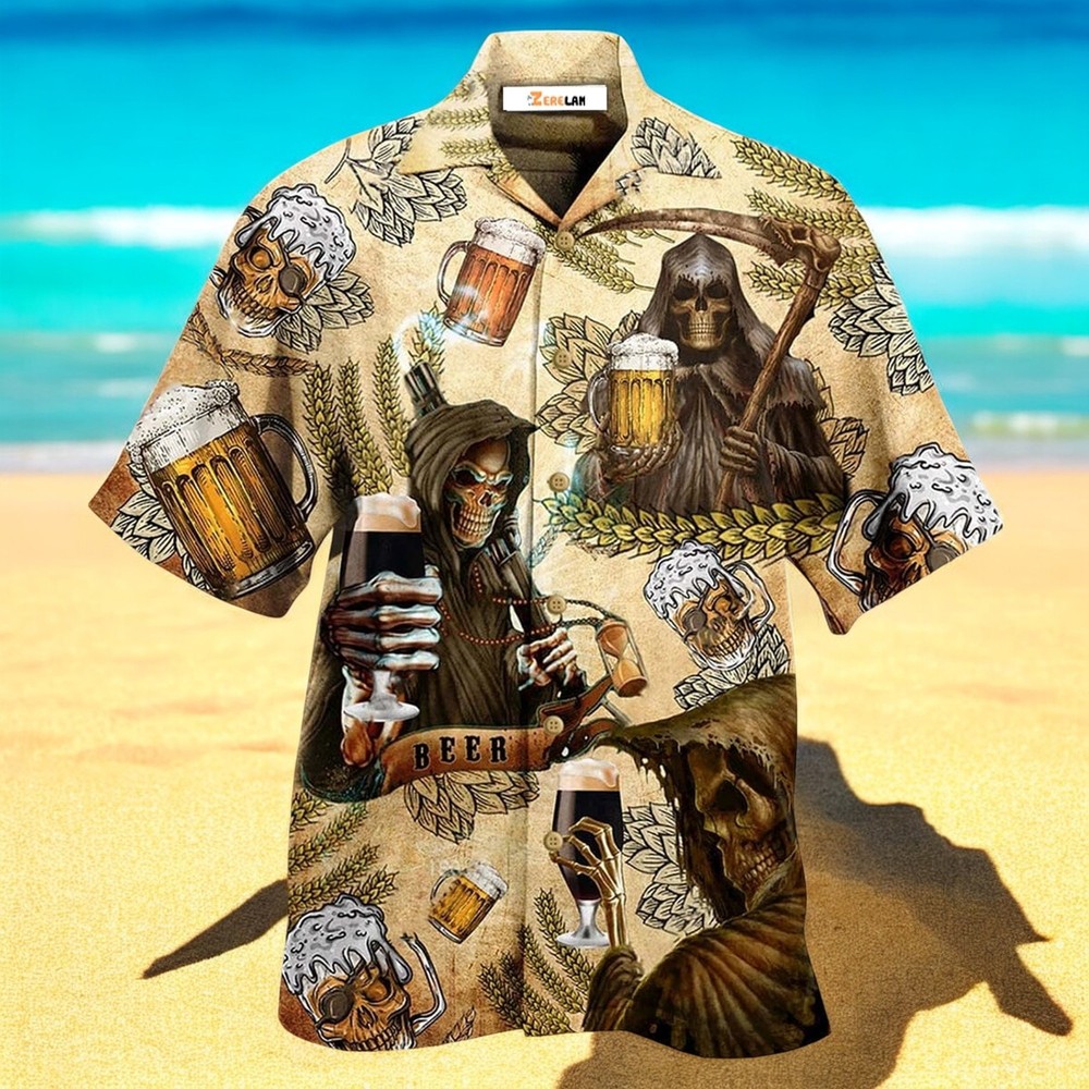 Beer Skull Love Beer Happy Day Hawaiian Shirt