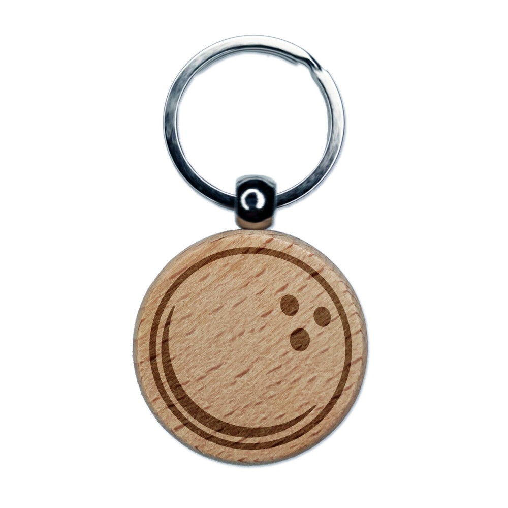 Bowling Ball Cartoon Wood Keychain Charm Engraved