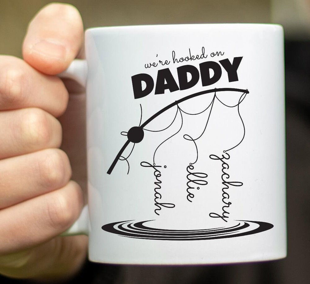 Personalized Were Hooked On Daddy Mug Perfect Fathers Day Gift For Dad With
