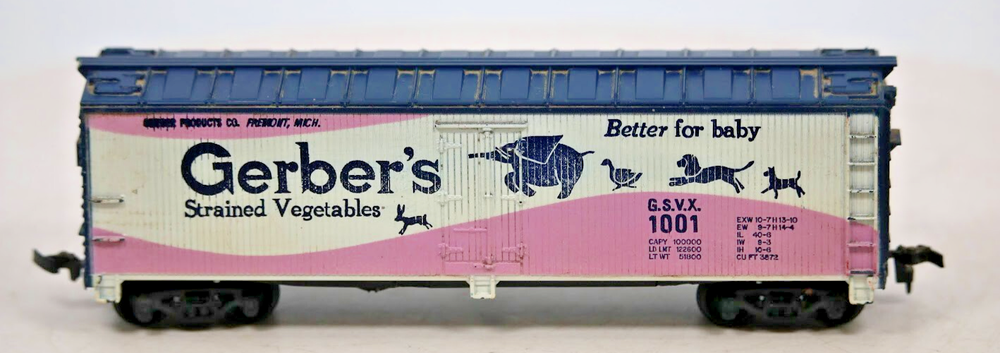 Vintage HO Scale Gerber's Strained Vegetables Train Car 1:87