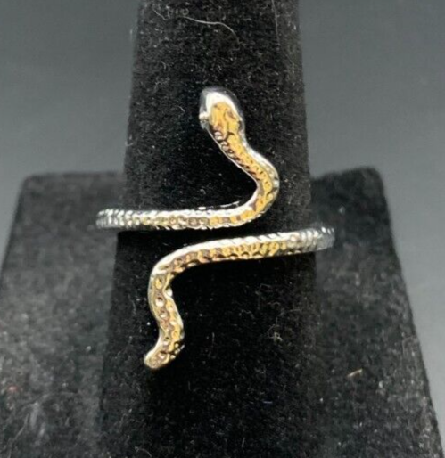 Vintage Antique Silver Tone Snake Ring - Size 7