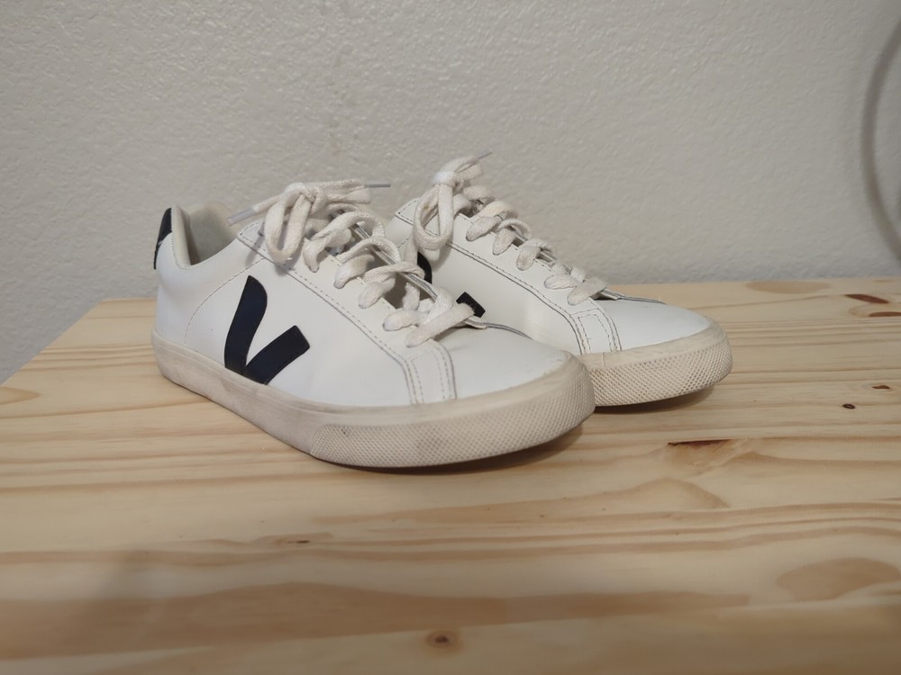 Veja Big Kids White Black Sneakers Size 5