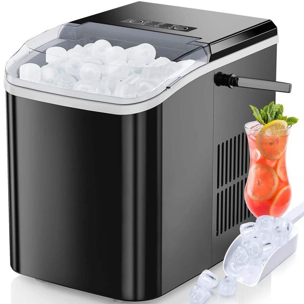 Countertop Ice Maker, Self-Cleaning Portable Ice Maker Machine with Handle and