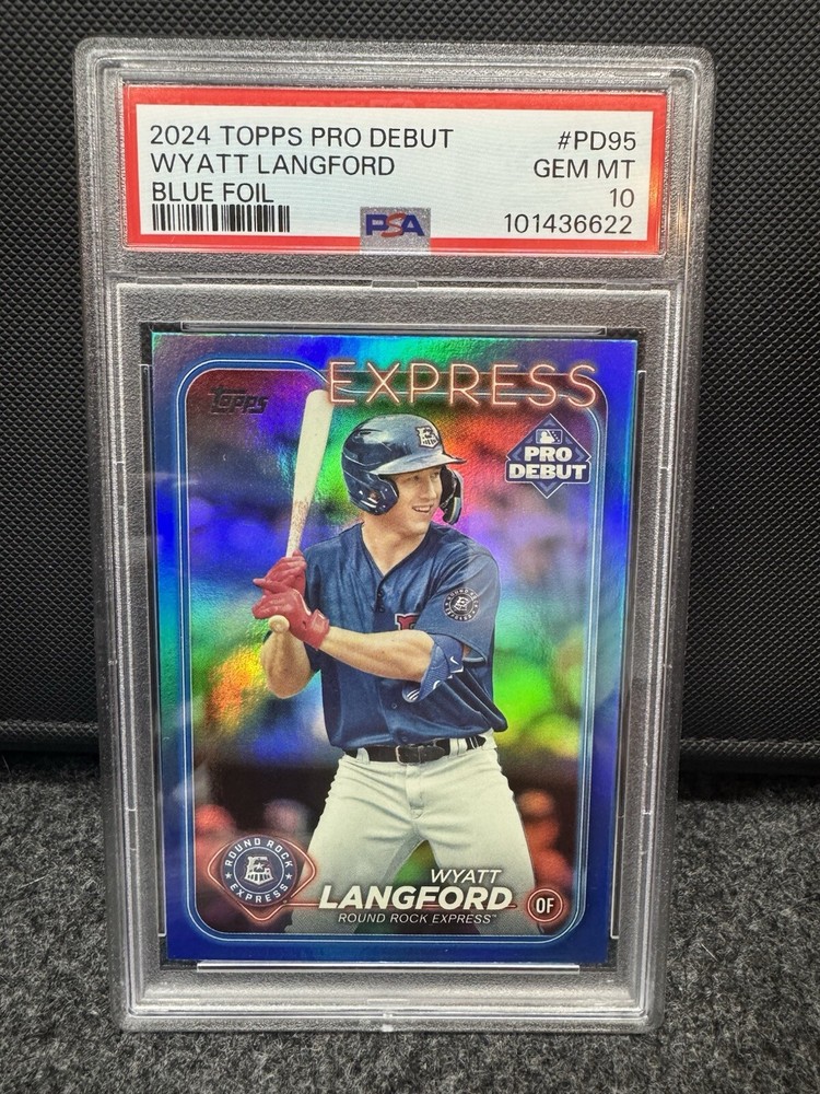 2024 Topps Chrome Pro Debut Blue Wyatt Langford Color Match # 049/150 PSA 10 Gem