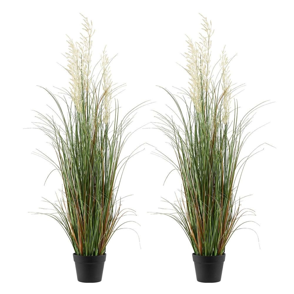 2PCS 47in Artificial Reed Grass in Pot PVC Faux Greenery Plant Decor