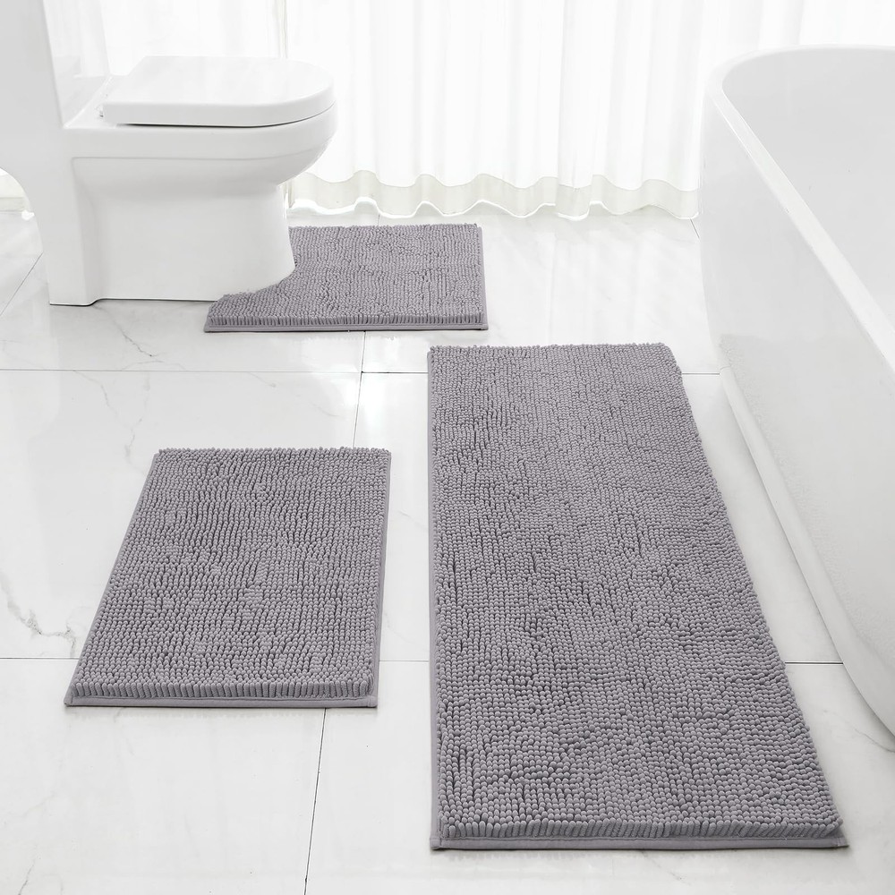 3-Piece Extra Large Soft Non-Slip Chenille Bathroom Rug Set