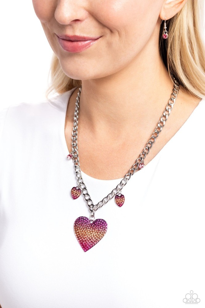 New Paparazzi Jewelry- For The Most Heart Necklace-Pink