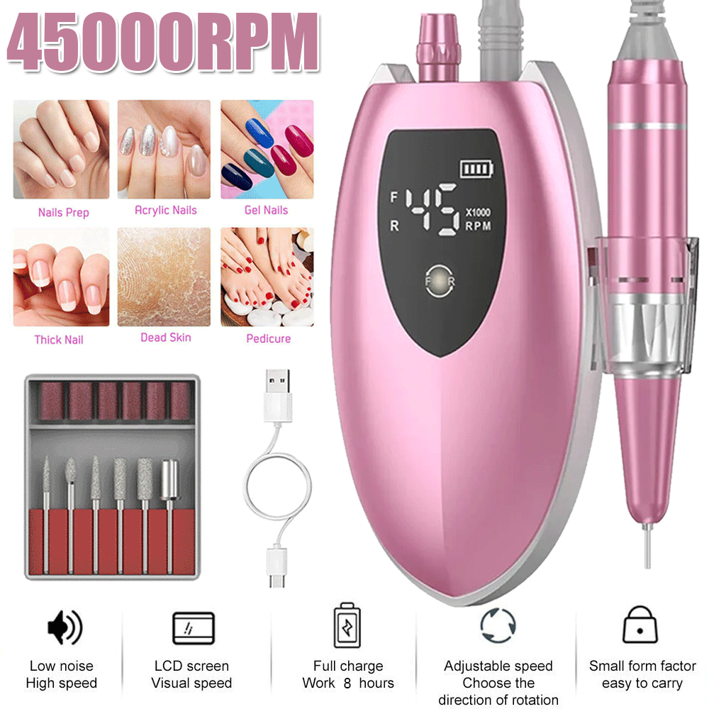 New Professional 45000RPM Electric Nail Drill Machine Manicure Pedicure Set BK07