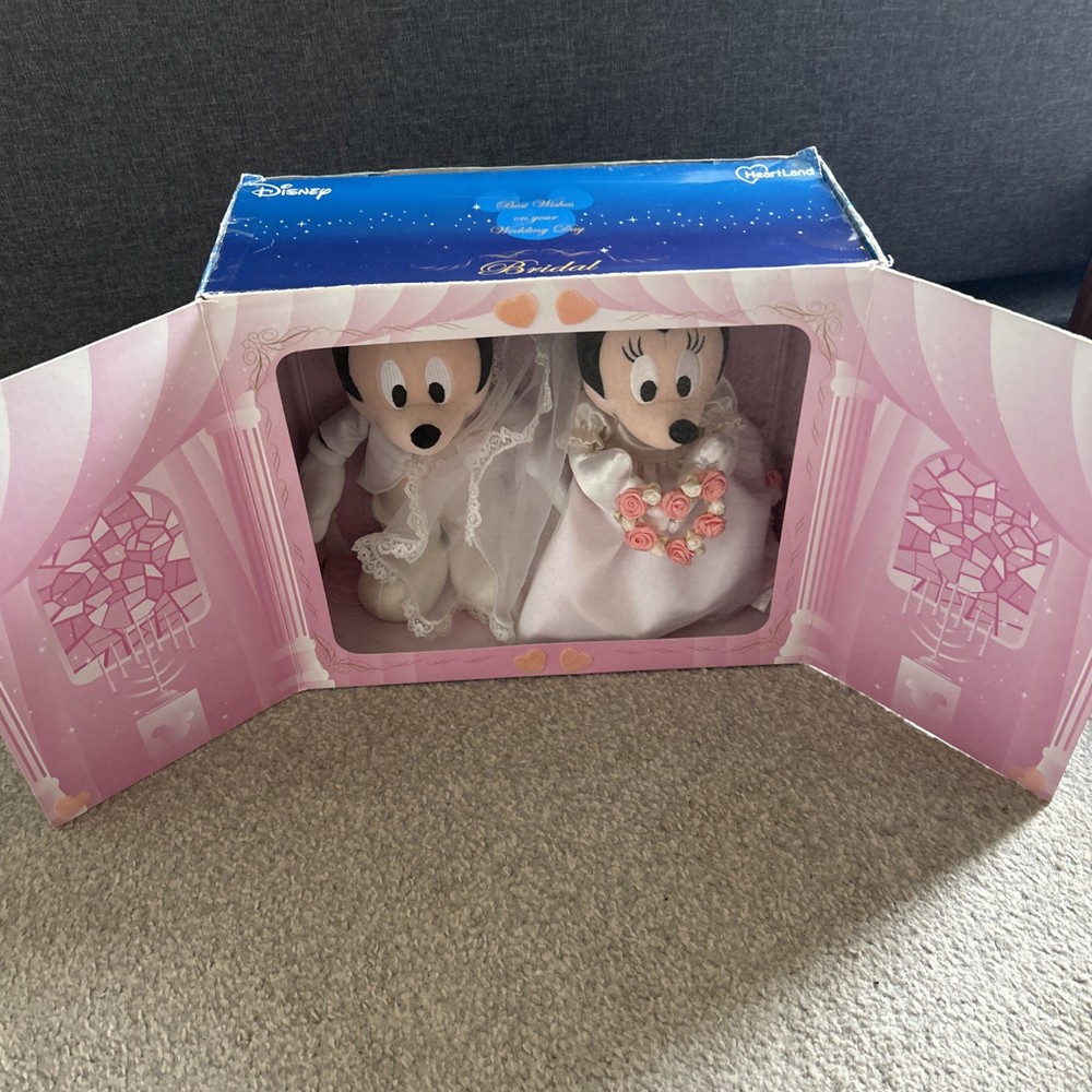 Disney Bridal Mickey & Minnie Wedding Welcome Plush Doll Set Size Heart Land