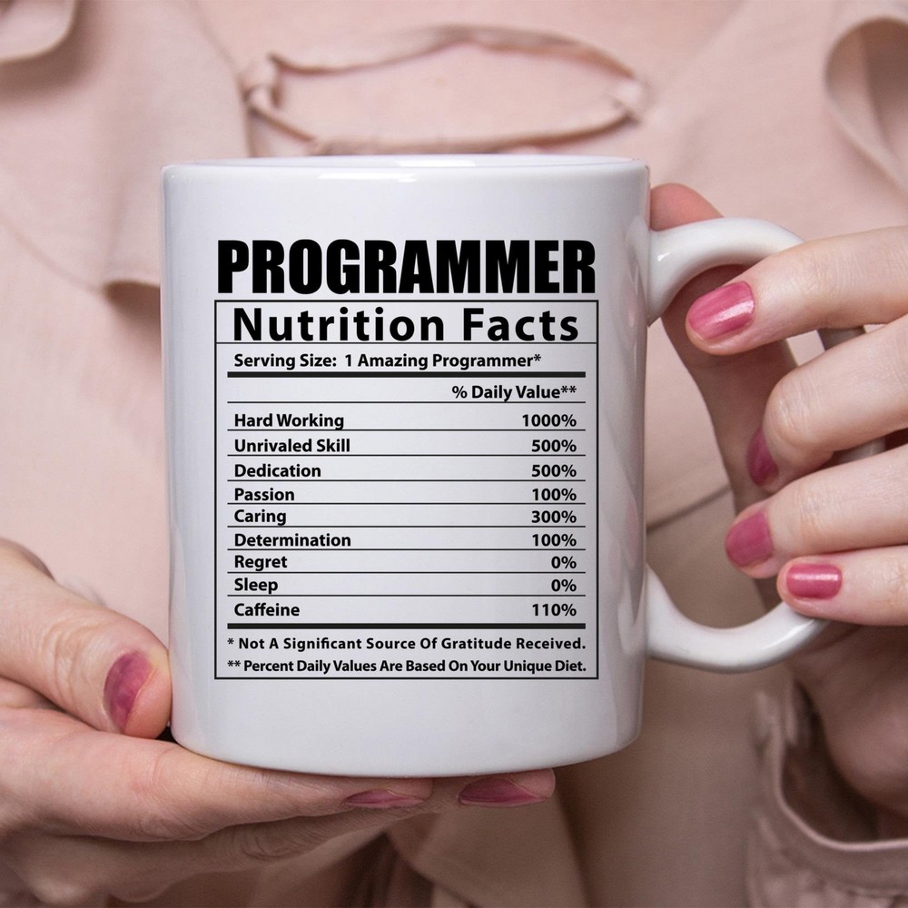 Funny Programmer Nutritional Facts White Coffee Mug