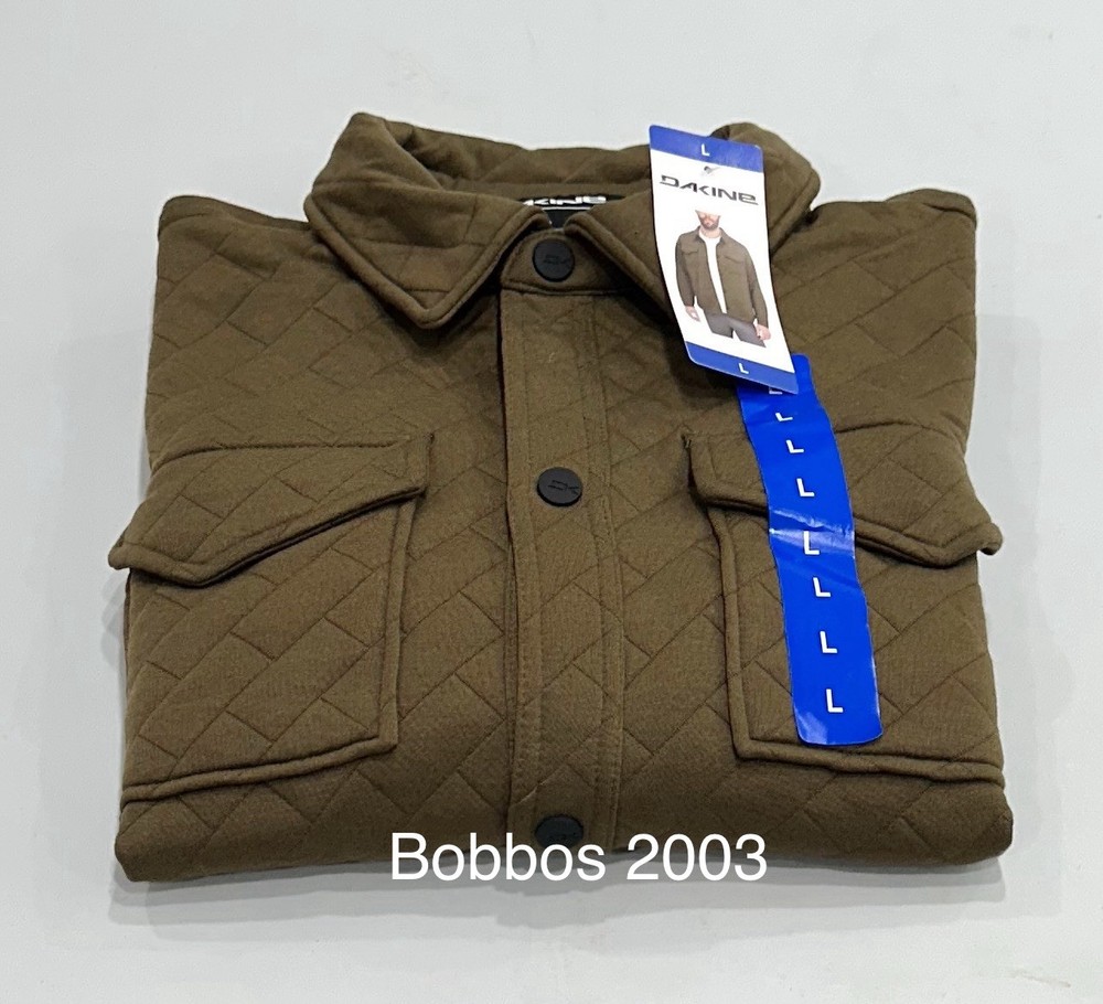 Dakine Men’s Snap Button Quilted Shirt Jacket, Brown, Size L