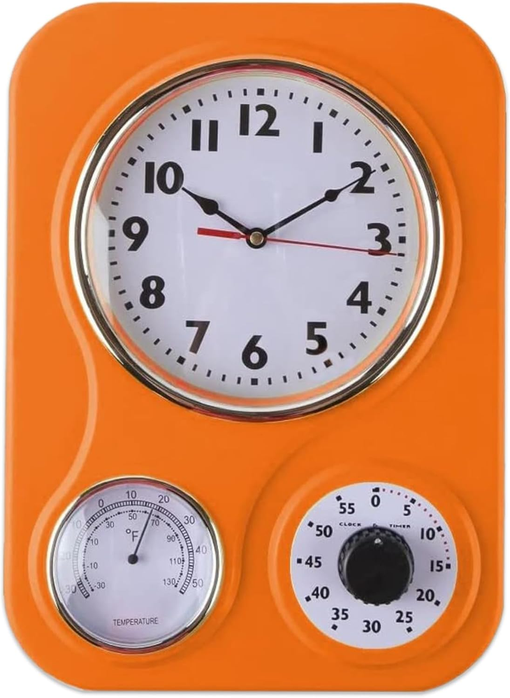 - 9.5 Inch X 12.5 Inch - Retro Kitchen Wall Clock, Vintage Wall Clock with a The