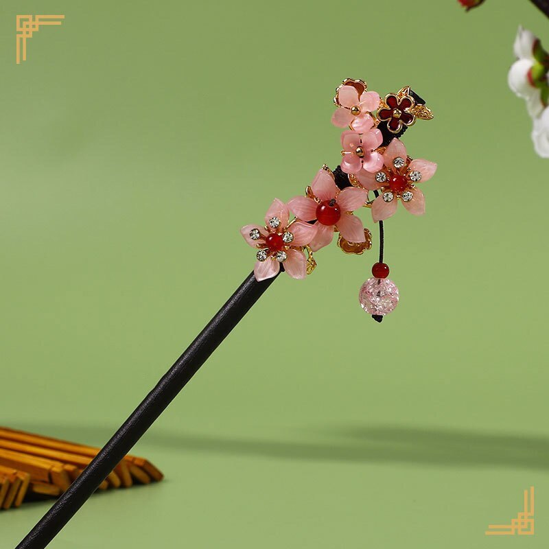 Elegant Chinese Hanfu Hair Stick with Flower Tassel for Women Fairy Style