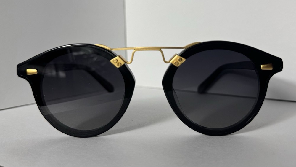 KREWE St Louis Nylon Black + Shadow 24K Polarized Sunglasses w/ Original Case