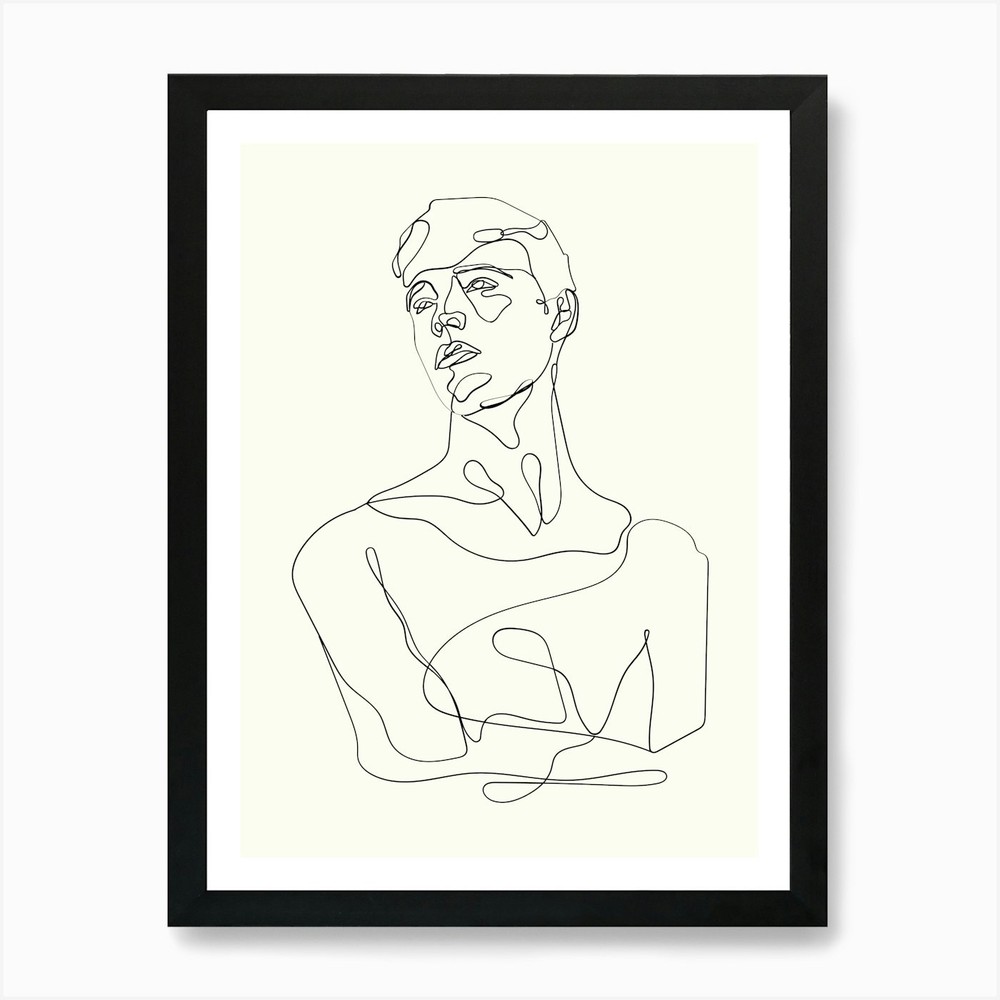 Single Line Drawing Monoline Hand D Framed Wall Art Poster Canvas Print Picture