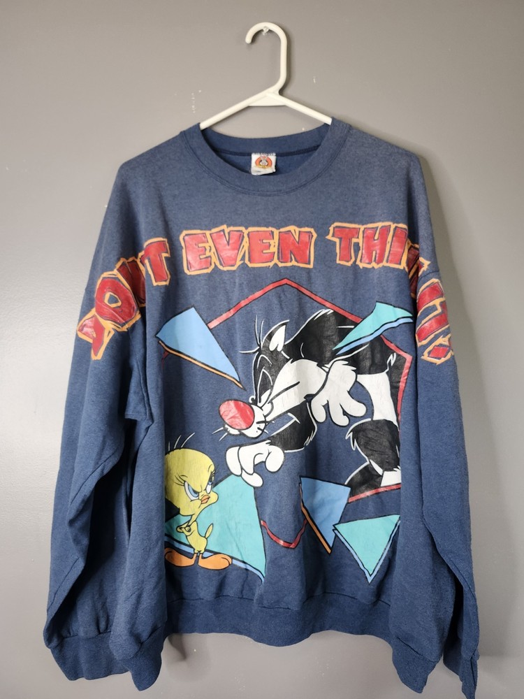 Vintage 90s Looney Toons Sylvester Tweety Crewneck Sweatshirt Sx 2XL