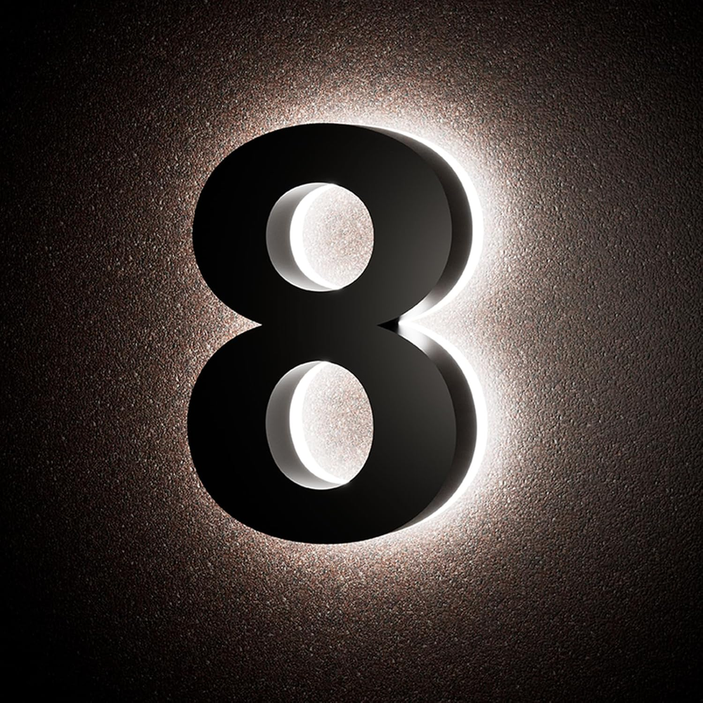 5 Inch Stainless Steel Floating Backlit LED House Numbers for Outdoor