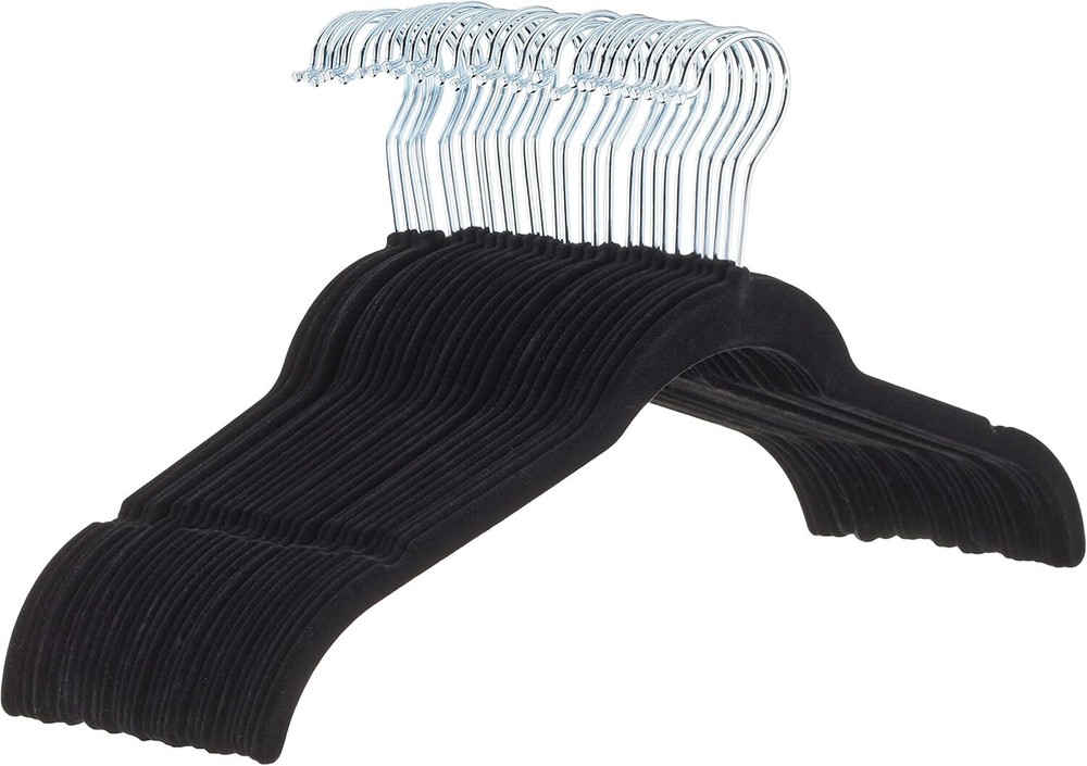Slim Velvet Non-Slip Shirt Hangers Pack of 30 Black