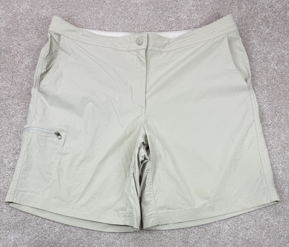 LL Bean Women’s Shorts 16 Tan Stretch Hiking Trail Outdoor Zip Pockets