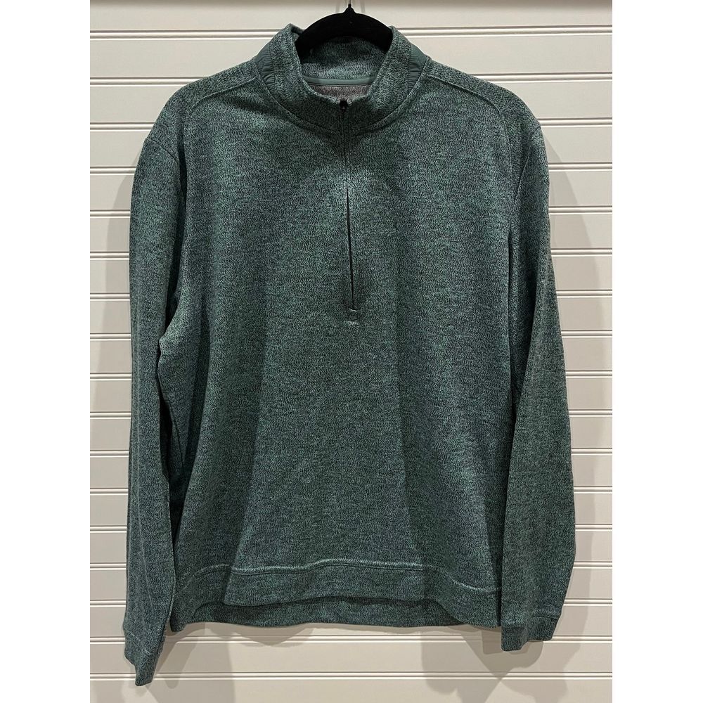 Johnnie-O Heather Green Quarter Zip Pullover for Golf and Casual Wear Size Large