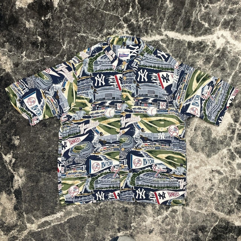 New York Yankees Shirt Mens XL Reyn Spooner Hawaiian Aloha Button MLB Baseball