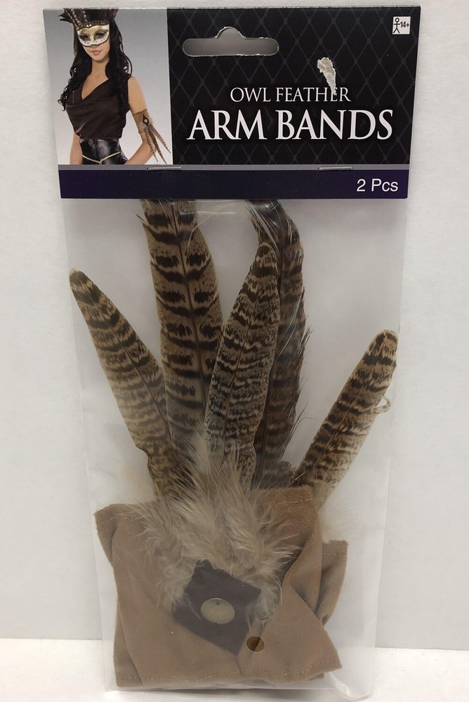 Owl Feather Arm Bands Bird Animal Fancy Dress Halloween Adult Costume Accessory