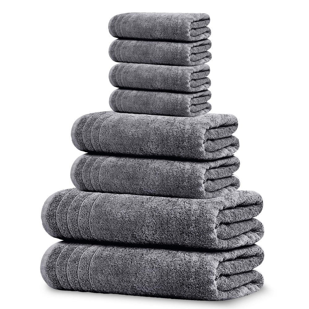 8-Piece Cotton Towel Set with 2 Bath, 2 Hand, and 4 Washcloths