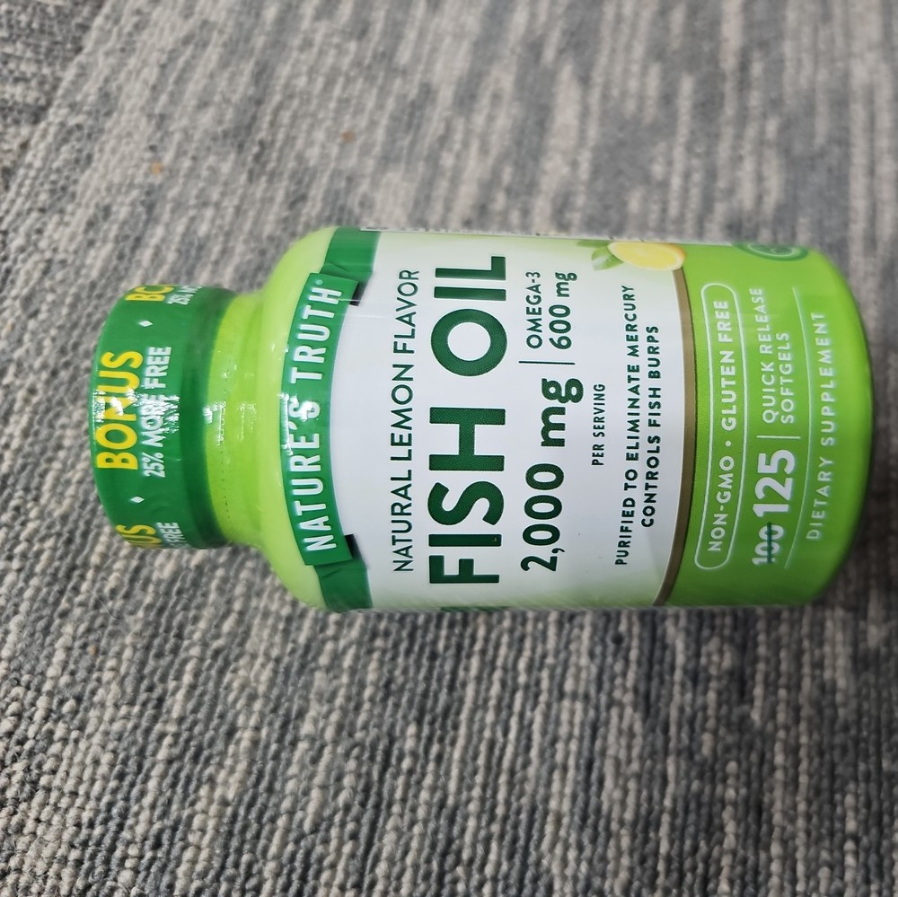 Nature's Truth 2000mg Lemon Fish Oil Softgels 125ct Exp 09/2027