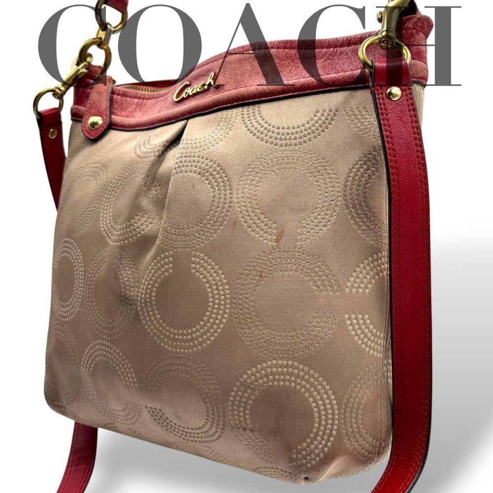 Coach Signature Canvas Red 2-Way Shoulder Tote Bag