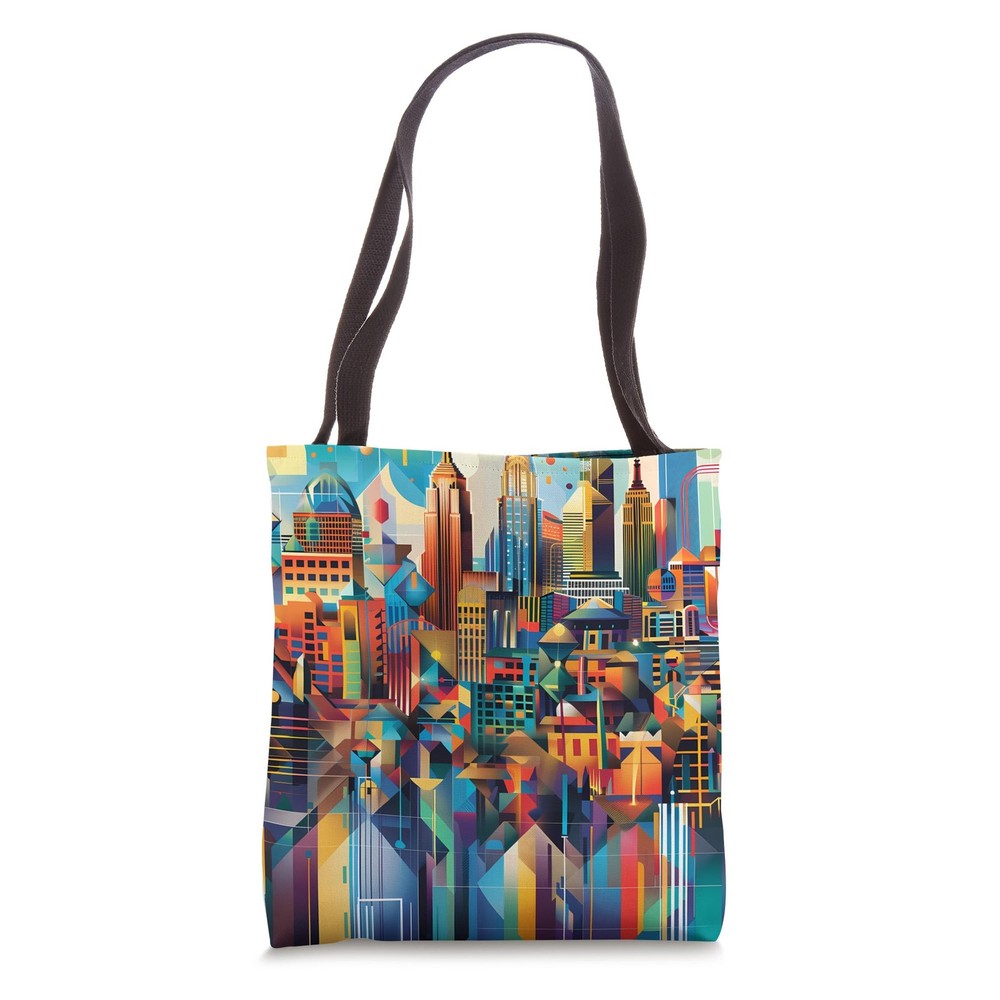 Geometric City Map Skyline Wall Art Poster Tote Bag  
