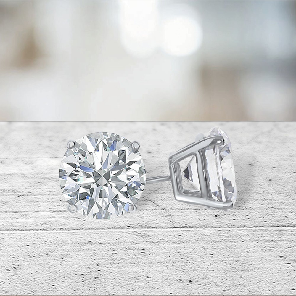 1 ct. Sparkling Lab-Created Diamond Studs in 14k White Gold w/butterfly backs