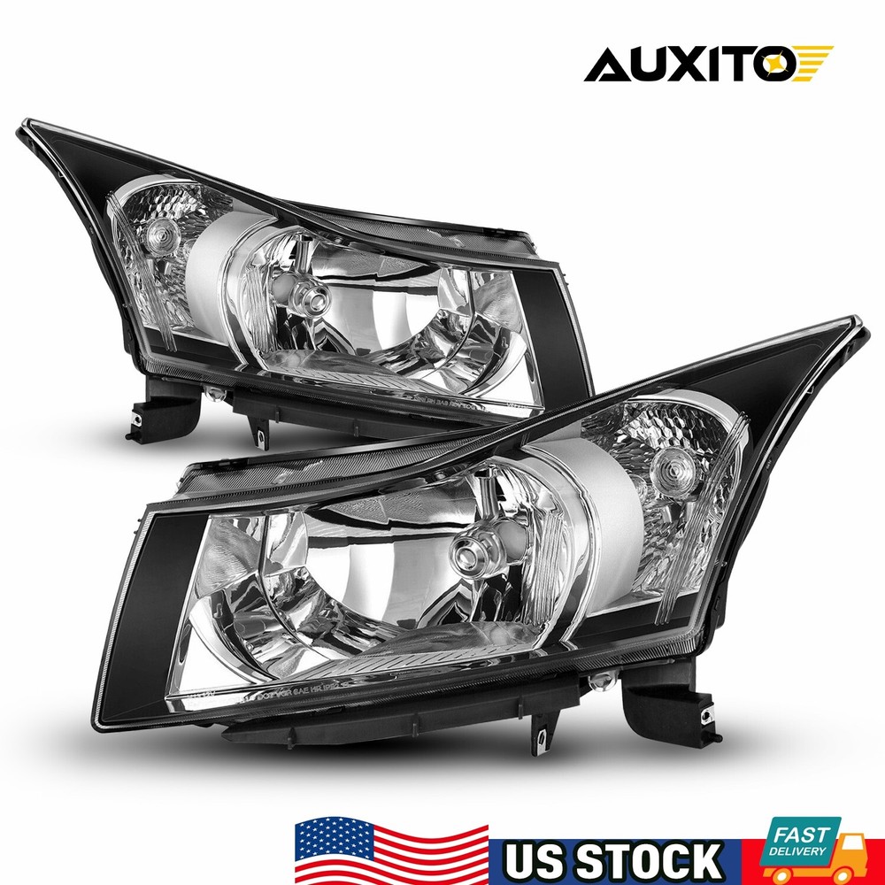 Halogen Headlight Set For 2011-2016 Chevrolet Cruze 2nd Design no Bulbs Pair