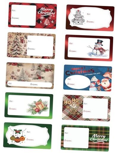 100 Count Large Foil Christmas Sticker Labels,Self Adhesive Gift Gift Sticker 3