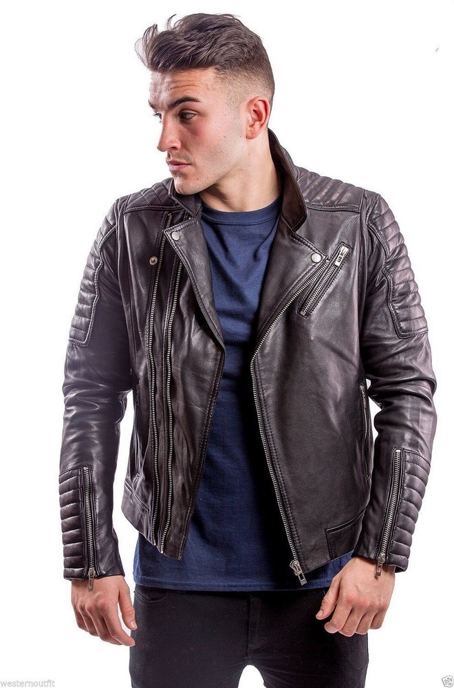 Stylish Men's Black Lambskin Leather Jacket for Party Wear SDM136