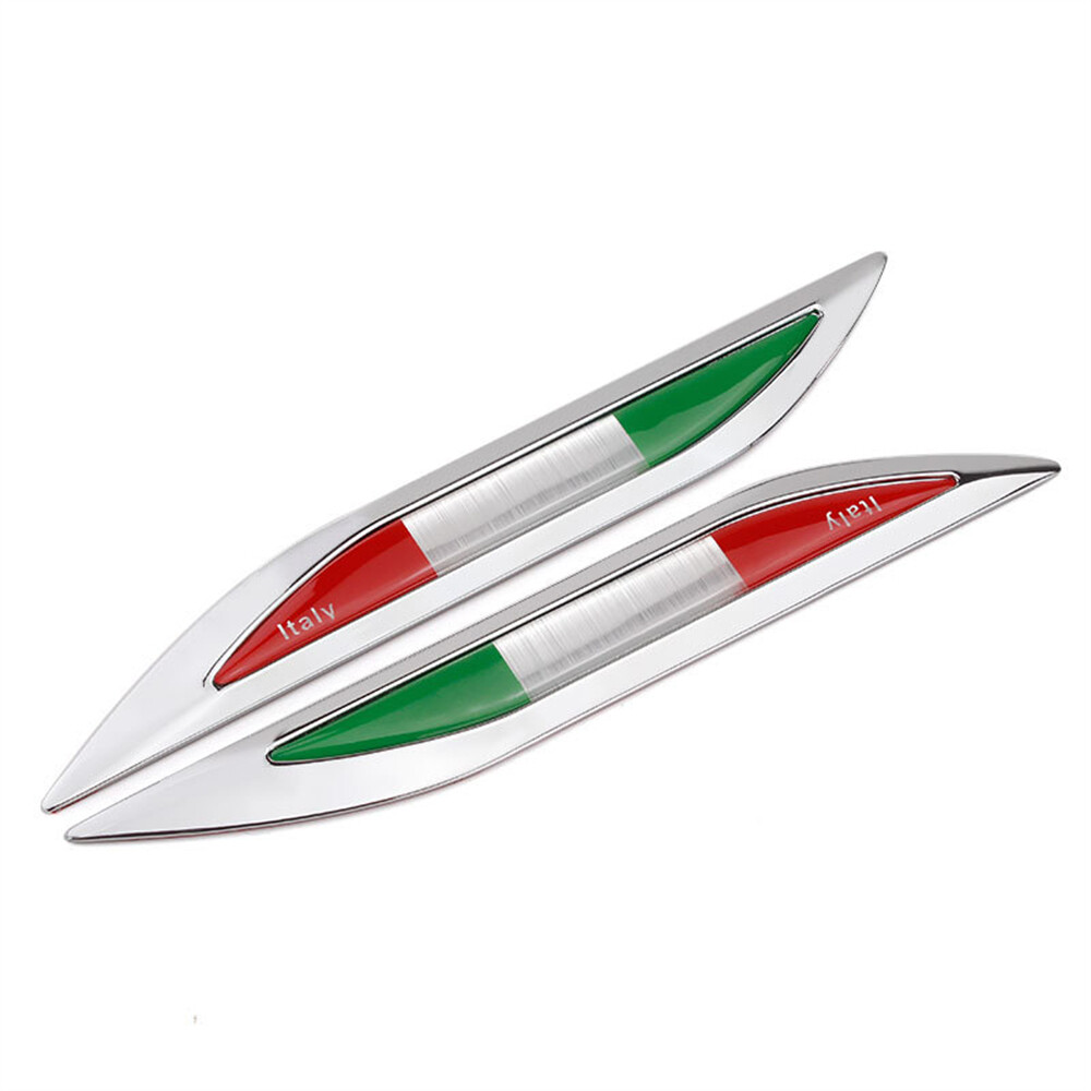 2x Italy Flag Fender Body Emblem Italian Car Side Door Emblem Badge Universal
