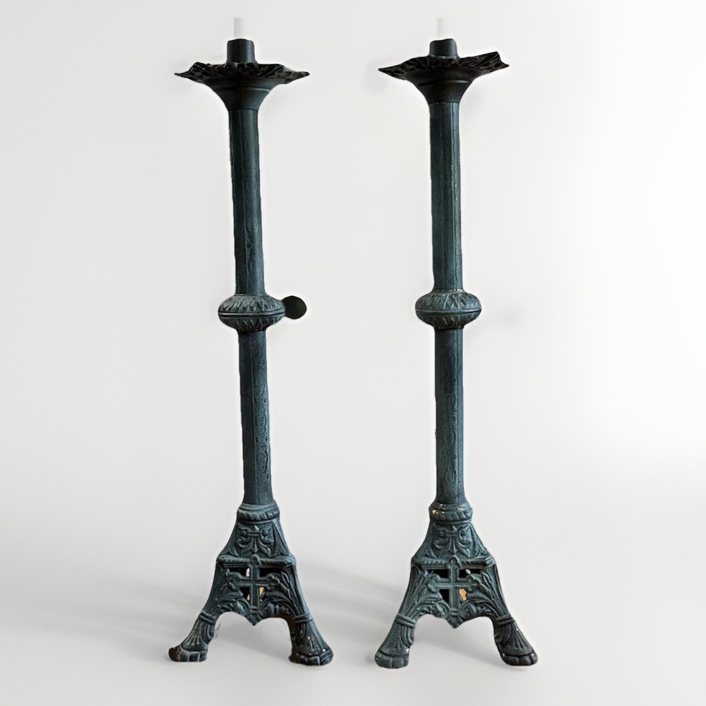 Vintage Candlestick  Holder Brass Gothic Style Design 19