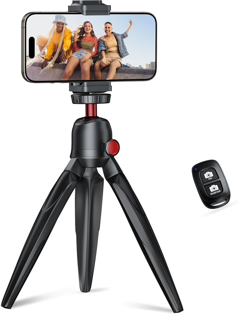 Phone Tripod Flexible Cell with Wireless Remote Mini Stand Compatible Phones