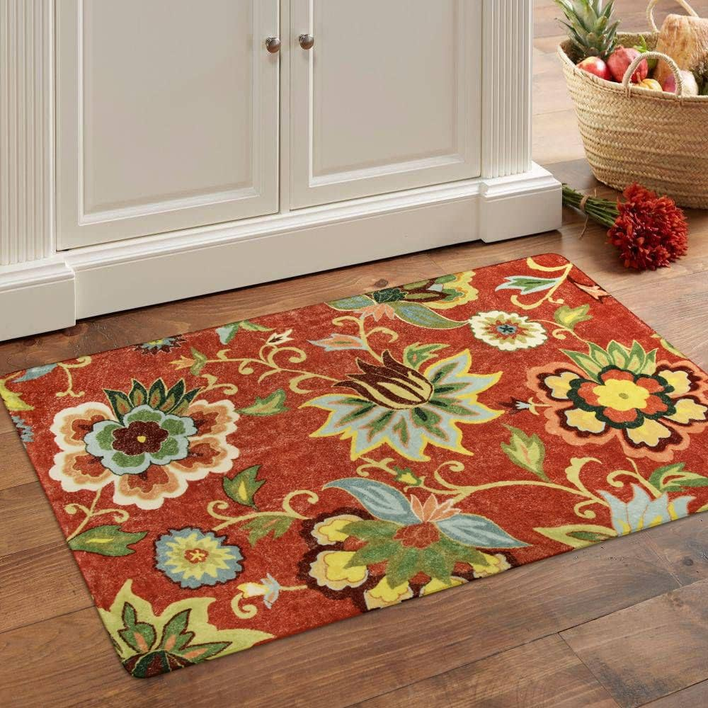 Non-Slip Red 2x3 Washable Kitchen Rug for Entryway & Small Spaces  