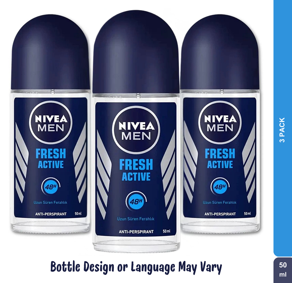 Nivea Men Fresh Active 48H Roll-On Deodorant 50ml Pack of 3