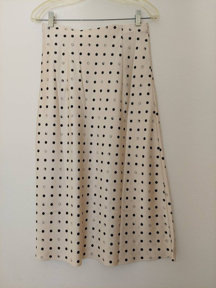 J Crew Pull On Slip Skirt in Mixed Dots New Dusty Ivory Color