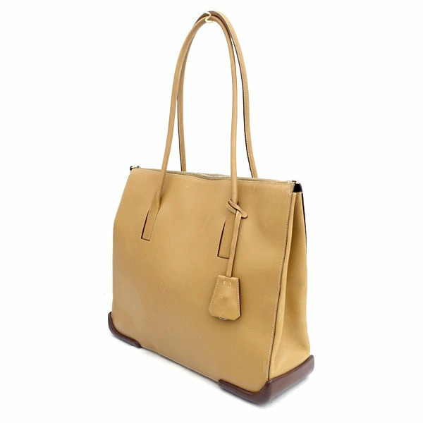 RARE PRADA 2025 Leather Shoulder Bag Beige Brown with Key Ring