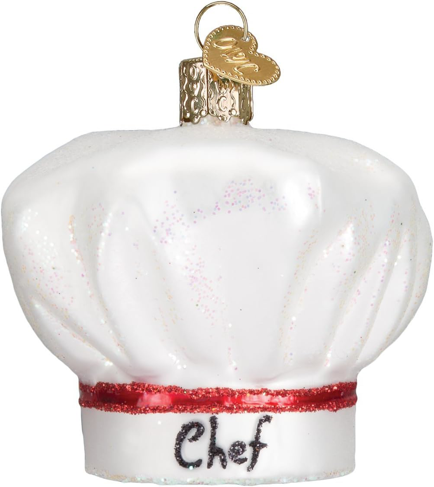 Old World Christmas Glass Blown Ornament with S-Hook and Gift Box, Kitchen Hat