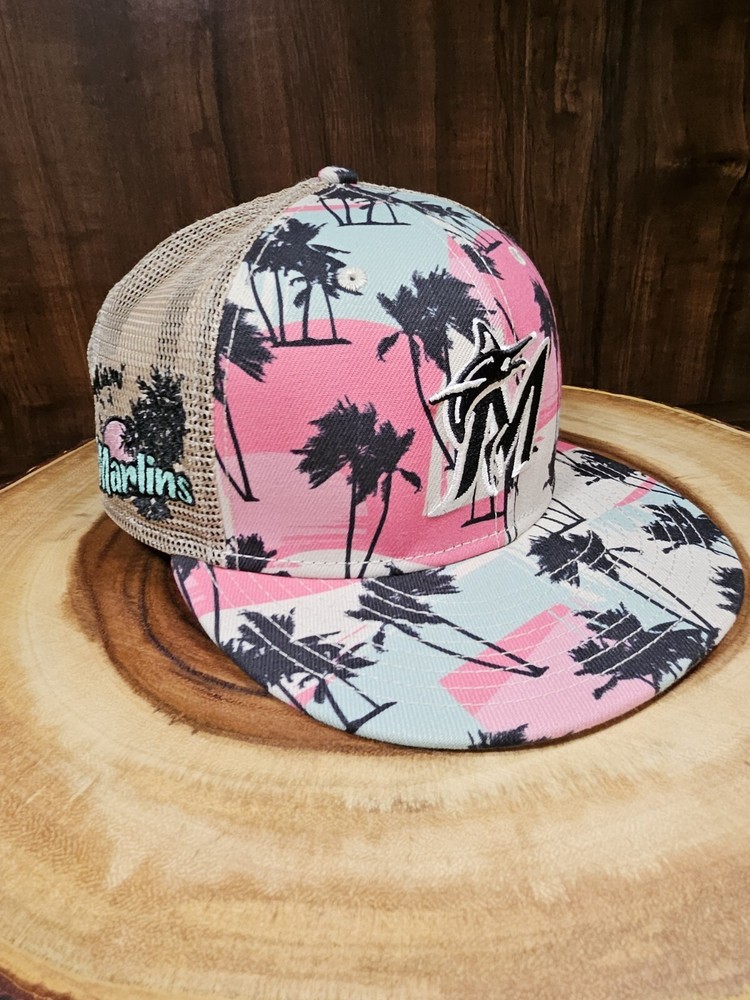 Miami Marlins New Era Retro Beachin Trucker Snapback Adjustable Hat Cap MLB