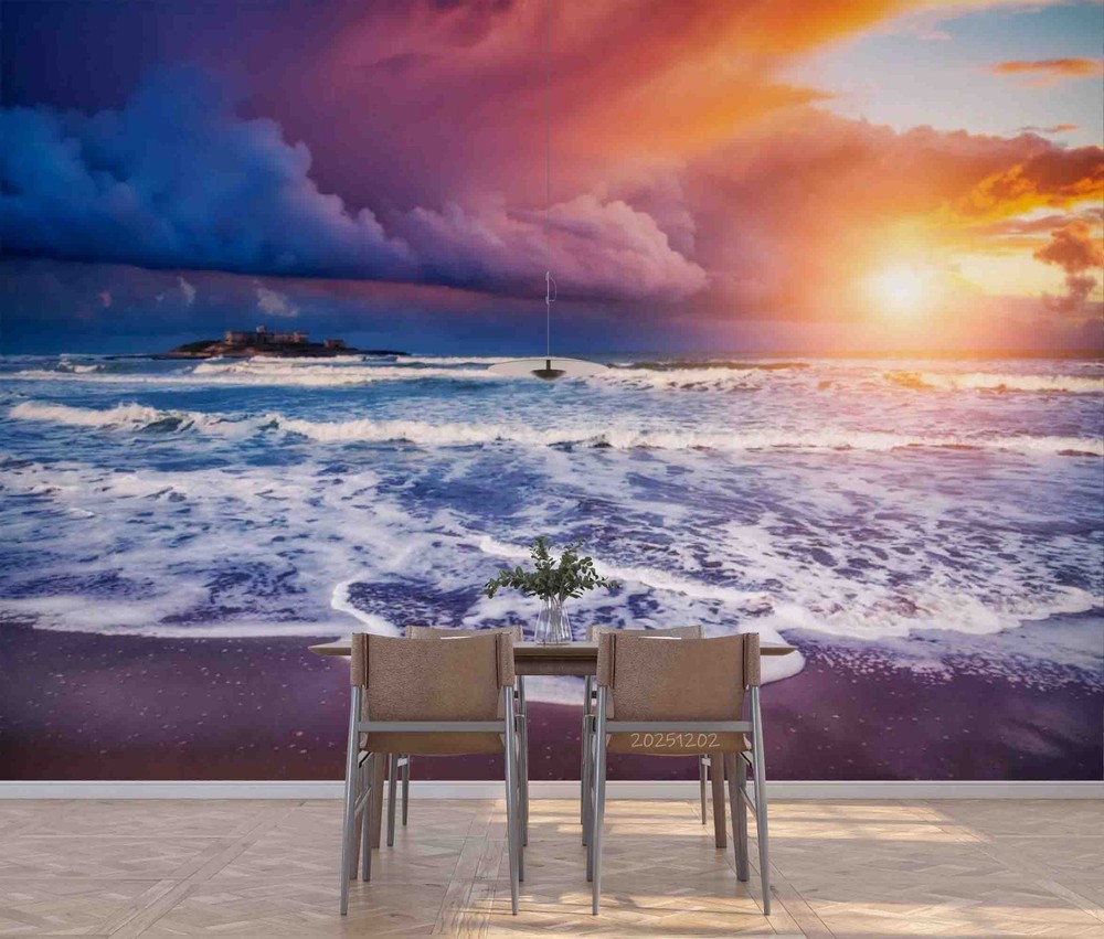3D Sky Clouds Sea Sunset Landscape Wall Murals Wallpaper Murals Wall Sticker 2