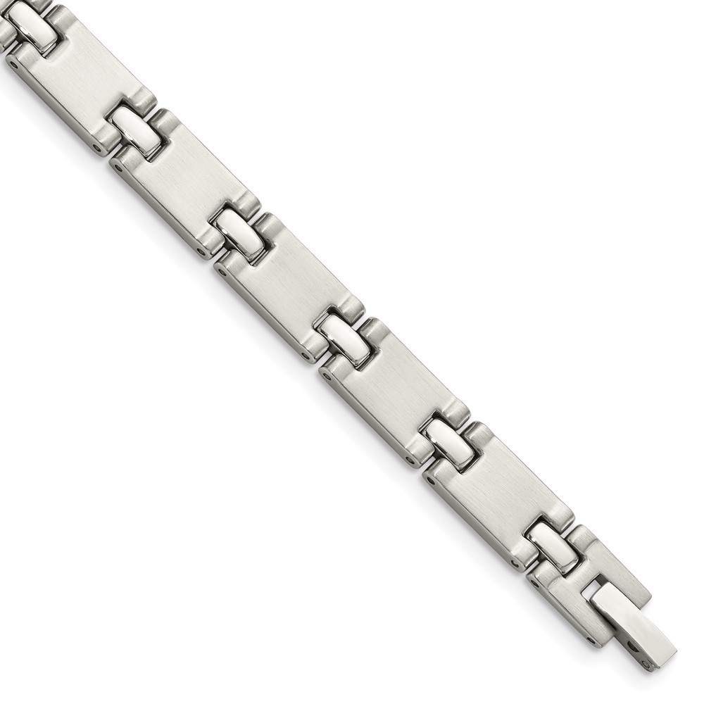 Stainless Steel Brushed and Polished Link Chain Bracelet 8.5